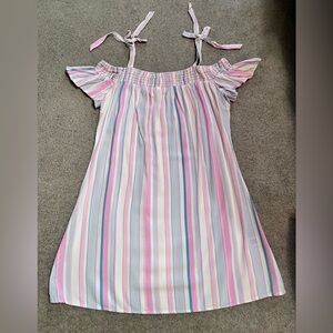 CANDIE’S Multicolor Pastel Striped Cold-Shoulder Mini Summer Dress